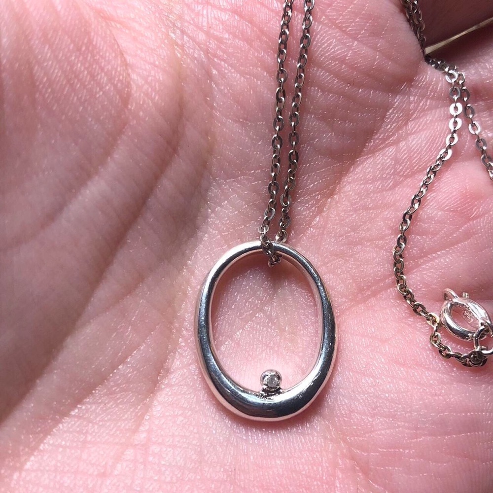 Sterling Silver Infinity Loop Diamond Pendant Nec… - image 2